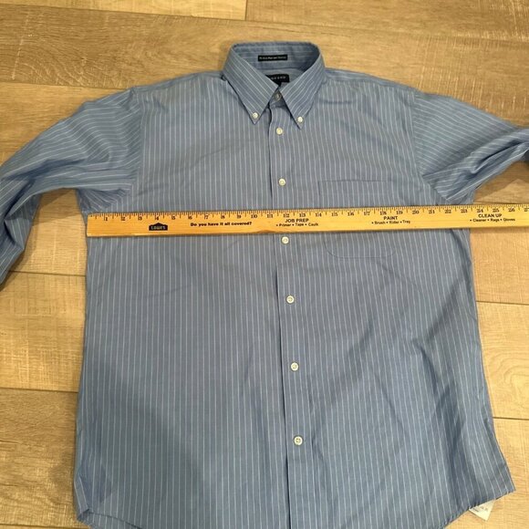 LANDS END MENS 16-32 NO IRON PINPOINT OXFORD LONG SLEEVE SHIRT BUTTON UP - Picture 5 of 8